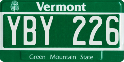 VT license plate YBY226