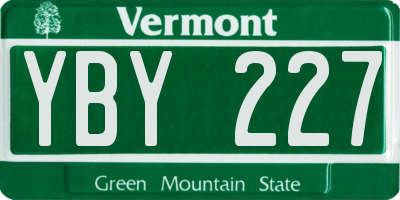 VT license plate YBY227