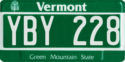 VT license plate YBY228