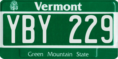 VT license plate YBY229