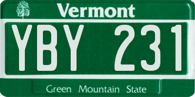 VT license plate YBY231