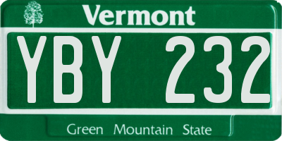 VT license plate YBY232