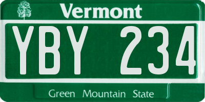 VT license plate YBY234