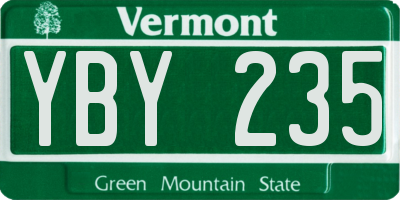VT license plate YBY235