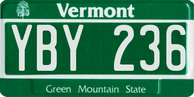 VT license plate YBY236