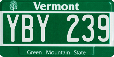 VT license plate YBY239