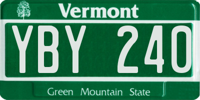 VT license plate YBY240