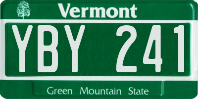 VT license plate YBY241