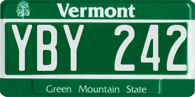 VT license plate YBY242