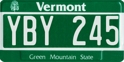 VT license plate YBY245