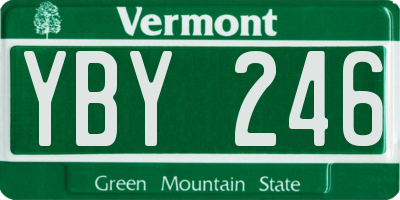 VT license plate YBY246