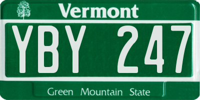 VT license plate YBY247
