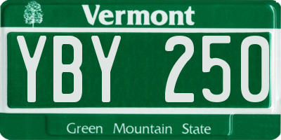 VT license plate YBY250