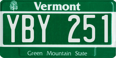 VT license plate YBY251