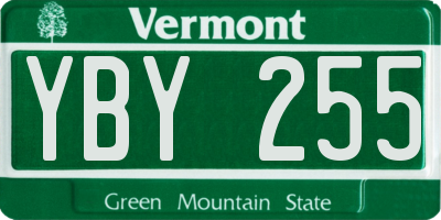 VT license plate YBY255