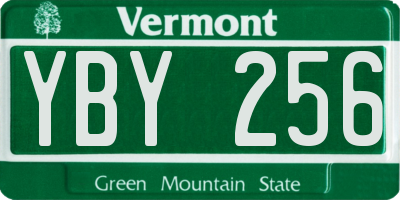 VT license plate YBY256