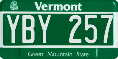 VT license plate YBY257