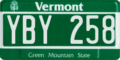 VT license plate YBY258