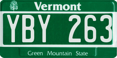 VT license plate YBY263