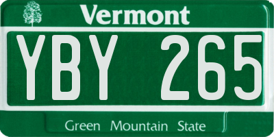 VT license plate YBY265