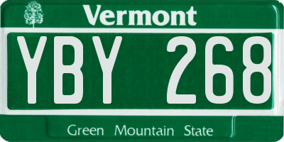 VT license plate YBY268
