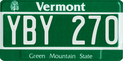 VT license plate YBY270