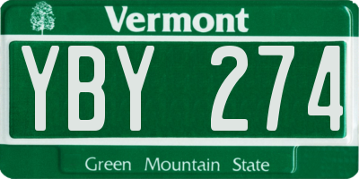 VT license plate YBY274