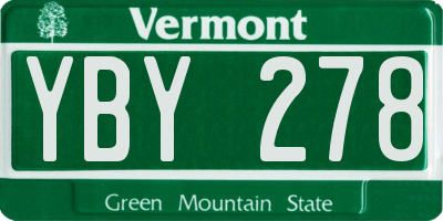 VT license plate YBY278