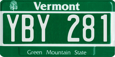 VT license plate YBY281