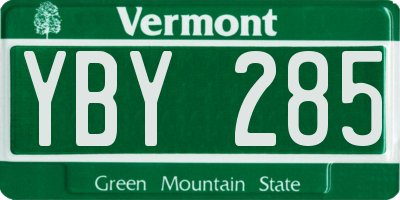 VT license plate YBY285