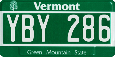 VT license plate YBY286