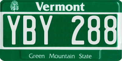 VT license plate YBY288