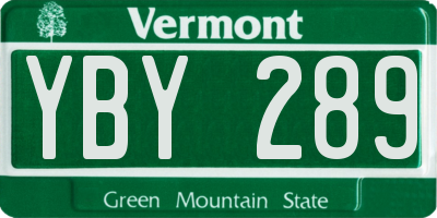 VT license plate YBY289
