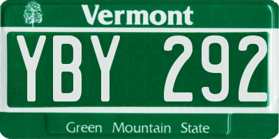 VT license plate YBY292