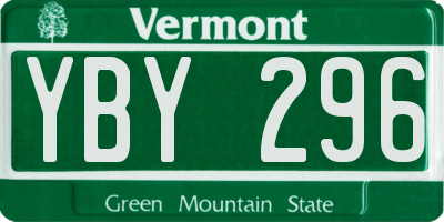 VT license plate YBY296