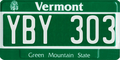 VT license plate YBY303