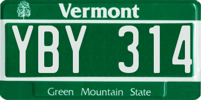 VT license plate YBY314