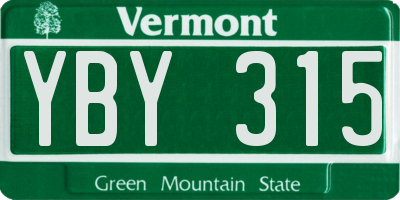 VT license plate YBY315