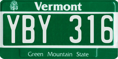 VT license plate YBY316