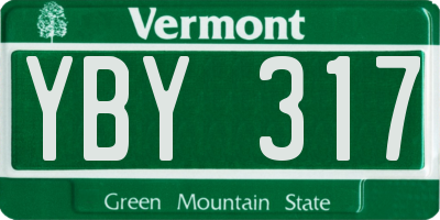 VT license plate YBY317