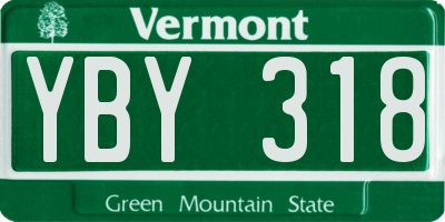 VT license plate YBY318