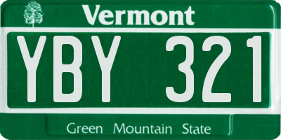VT license plate YBY321