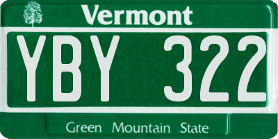 VT license plate YBY322