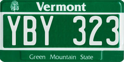 VT license plate YBY323