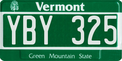 VT license plate YBY325