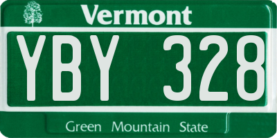 VT license plate YBY328