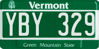 VT license plate YBY329