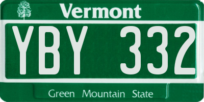VT license plate YBY332