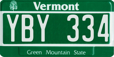 VT license plate YBY334