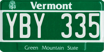 VT license plate YBY335